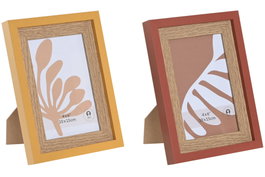 DKD Home Decor Set de 2 Marcos de Fotos 10x15 cm en MDF y Cristal