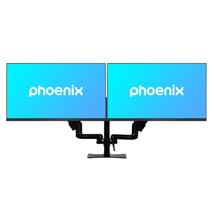 Phoenix technologies Brazo Articulado Doble Soporte Monitor Ajustable con Amortiguador de Gas, Doble Fijación, VESA 75/100mm