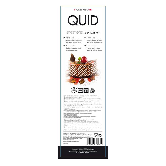 Molde Cake Acero Pintado Sweet Grey Quid 35x12x8 cm (12 Unidades)
