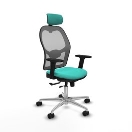 PIQUERAS Y CRESPO Silla de oficina Jorquera con mecanismo Sincro/Traslack, Turquesa y Gris