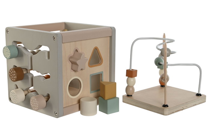 DKD Home Decor Cubo Actividades Multicolor Madera Metal 16.5 x 20 x 16.5 cm