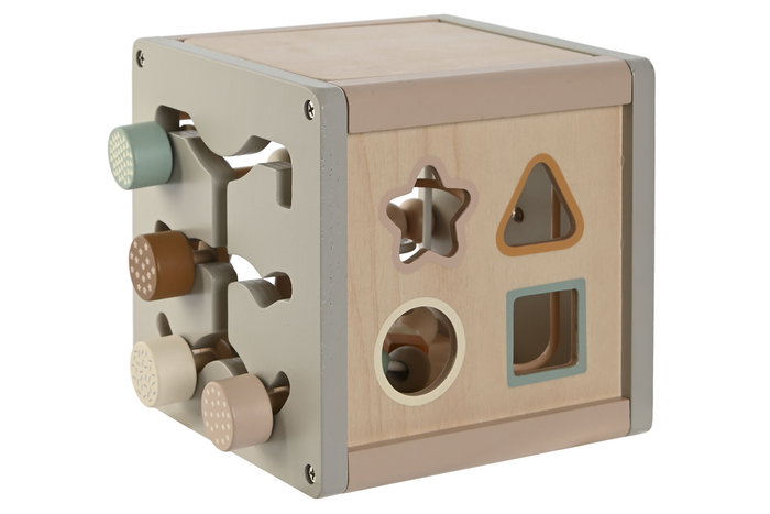 DKD Home Decor Cubo Actividades Multicolor Madera Metal 16.5 x 20 x 16.5 cm