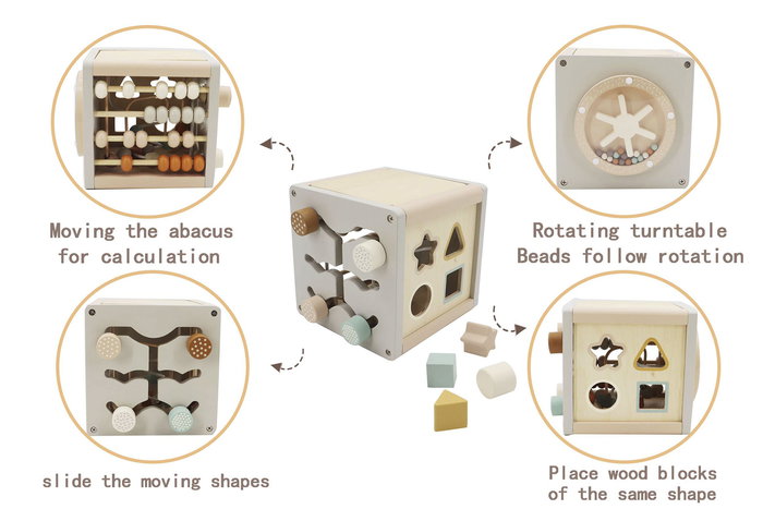 DKD Home Decor Cubo Actividades Multicolor Madera Metal 16.5 x 20 x 16.5 cm