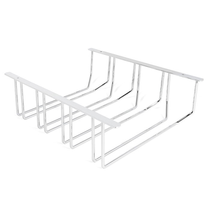 HERRAJES ALK Soporte Copas Cuádruple Cromado 370x279x112mm para 4 Filas Bajo Mueble