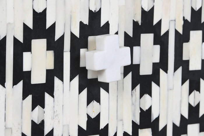 DKD Home Decor Cómoda Bone 23 Negra Bicolor 100x85x40 cm Hecha a mano con Hueso y Hierro