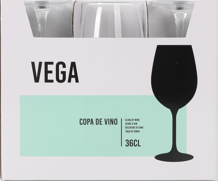 Inde Copa de Vino 'Vega', 36 cl - Copa para vino tinto o blanco, diámetro 6.4 x 20.2 cm, cristal (24 Unidades)