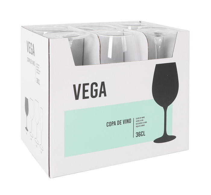 Inde Copa de Vino 'Vega', 36 cl - Copa para vino tinto o blanco, diámetro 6.4 x 20.2 cm, cristal (24 Unidades)