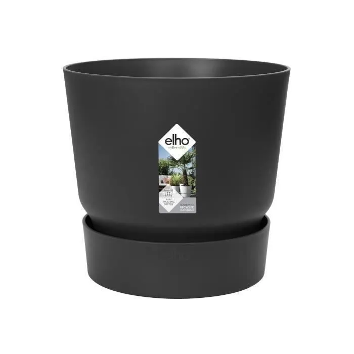 Elho Maceta redonda Greenville 30 Exterior Ø 29.5 x H 27.8 cm Negro Living Elho Maceta redonda Greenville 30 Exterior Ø 29.5 x H 27.8 cm Negro Living