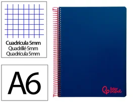Liderpapel Cuaderno espiral A6 Micro Wonder azul marino 120 hojas cuadro 5mm