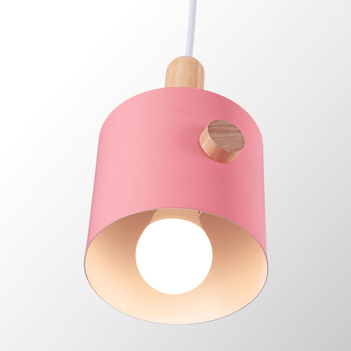 SKYDE Lámpara Colgante Scarlet Madera y Acero Negro 1xE27 Sin Bombilla [SKD-P1014-S] Salmón
