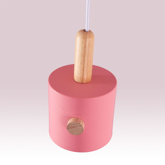 SKYDE Lámpara Colgante Scarlet Madera y Acero Negro 1xE27 Sin Bombilla [SKD-P1014-S] Salmón