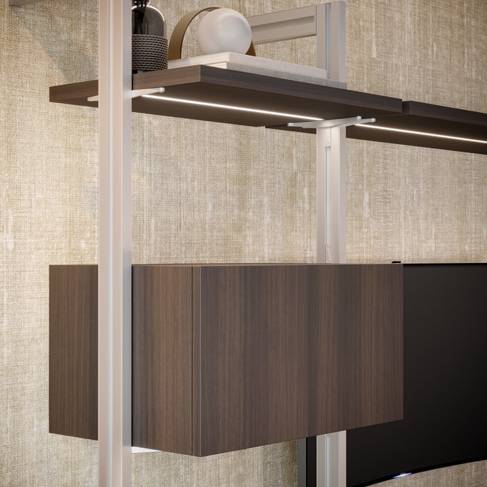 Emuca Lote de soportes para 5 estantes de madera para la estructura Zero, tableros no incluidos, Zamak, Pintado color gris piedra