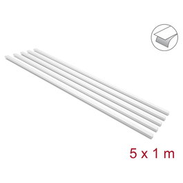 DeLOCK Pack de 5 Canaletas Autoadhesivas con Tapa Deslizante 20 x 10 mm, 1 m, Blanco