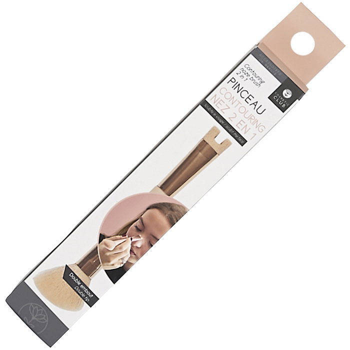 Cosmetic Club Brocha Contorno Nariz 2 en 1 - Pincel para Definir y Difuminar Laterales de la Nariz, Herramienta para Esculpir con Puntas Redondeada y Plana Tipo Horquilla, 15 cm