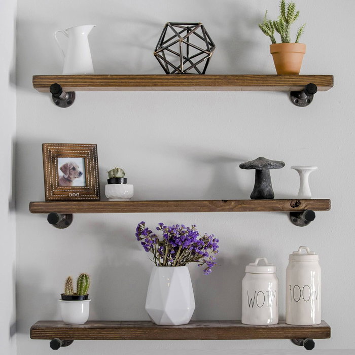 Hanah Home Boruraf087 Estantería de tubo de pared, madera de abeto y metal, 60 cm ancho x 8 cm alto x 14 cm prof. nogal y negro Hanah Home Boruraf087 Estantería de tubo de pared, madera de abeto y metal, 60 cm ancho x 8 cm alto x 14 cm prof. nogal y negro