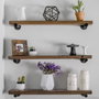 Hanah Home Boruraf087 Estantería de tubo de pared, madera de abeto y metal, 60 cm ancho x 8 cm alto x 14 cm prof. nogal y negro