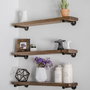 Hanah Home Boruraf087 Estantería de tubo de pared, madera de abeto y metal, 60 cm ancho x 8 cm alto x 14 cm prof. nogal y negro