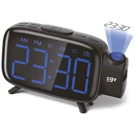 CGV CR-P10 Radio Despertador con Proyección de Hora, Doble Alarma y Botones Grandes
