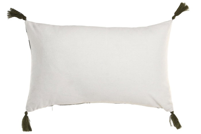 DKD Home Decor Cojín Boho Algodón Blanco y Verde 50 x 30 cm Pack 2 Unidades
