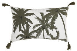 DKD Home Decor Cojin Boho Blanco Verde 50 x 30 cm Algodon (2 Unidades)