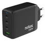 Nilox Cargador Universal GaN 100W con 4 Puertos y Cable USB-C a USB-C de 2m Negro