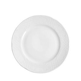 PORVASAL AUGUSTA Plato Llano de Vajilla de Hostelería, 25 cm de Diámetro, Blanco, Colección Grabada (Set de 12)