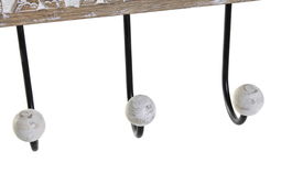 DKD Home Decor Perchero de Pared Indio Elefante2 Marron Blanco Metal Mango 6 x 18 x 38 cm (2 Unidades) Hecho a Mano