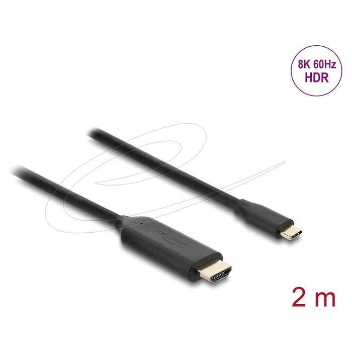 DeLOCK Cable Adaptador USB Tipo C a HDMI 8K 60 Hz HDR 2 m Negro DeLOCK Cable Adaptador USB Tipo C a HDMI 8K 60 Hz HDR 2 m Negro
