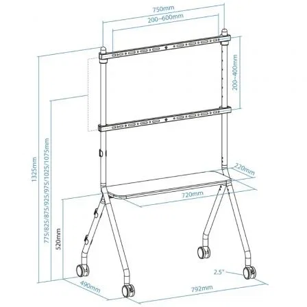 TooQ Soporte de Suelo con Ruedas iLOVE FS20207M-W para TV de 49-80" hasta 50kg Blanco y Haya