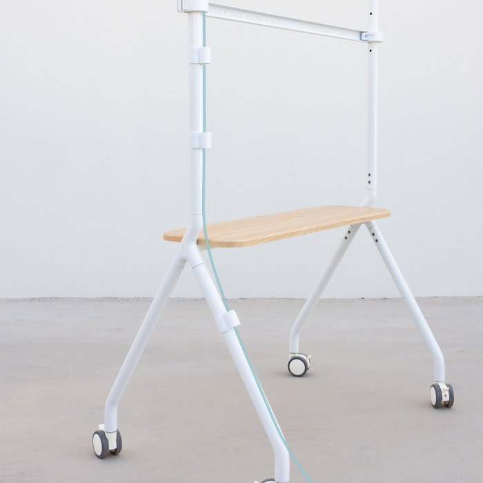 Tooq iLOVE FS20207M-W Soporte de Suelo con Ruedas para TV 49-80 pulgadas, Blanco y Haya