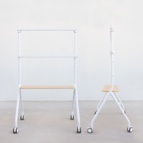 Tooq iLOVE FS20207M-W Soporte de Suelo con Ruedas para TV 49-80 pulgadas, Blanco y Haya