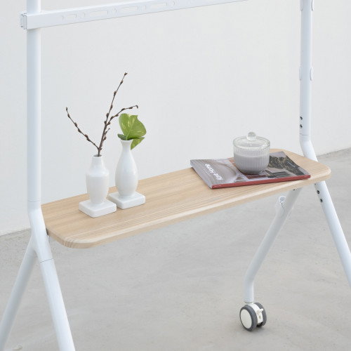 Tooq iLOVE FS20207M-W Soporte de Suelo con Ruedas para TV 49-80 pulgadas, Blanco y Haya