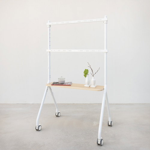 Tooq iLOVE FS20207M-W Soporte de Suelo con Ruedas para TV 49-80 pulgadas, Blanco y Haya