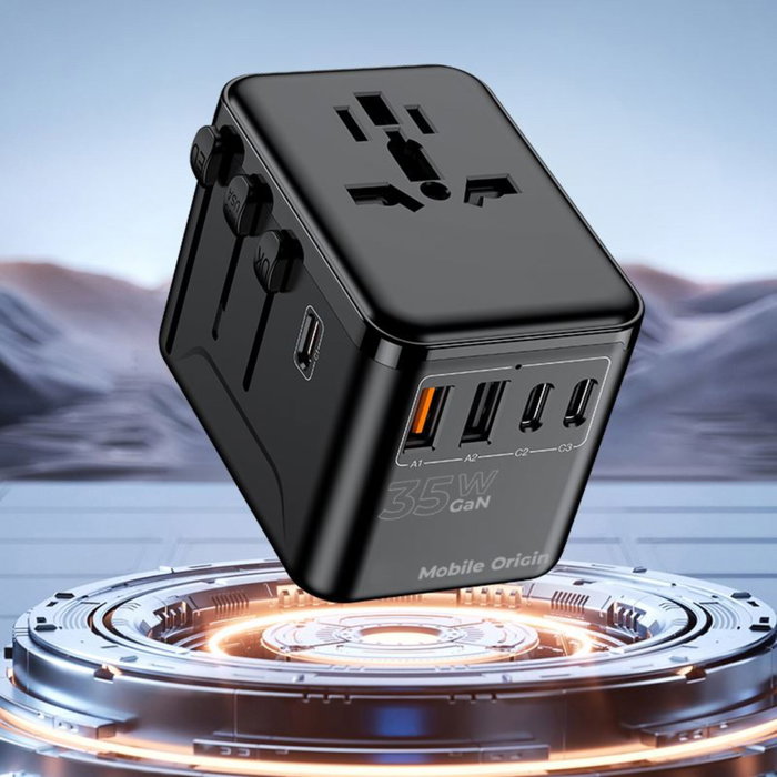 Mobile Origin Adaptador de Viaje GaN 35W PW4 EU/UK/US/AUS 3C+2A Mobile Origin Adaptador de Viaje GaN 35W PW4 EU/UK/US/AUS 3C+2A