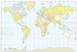 CUMIO Paquete de 50 Mapas Planisferio A3 Político Mudos