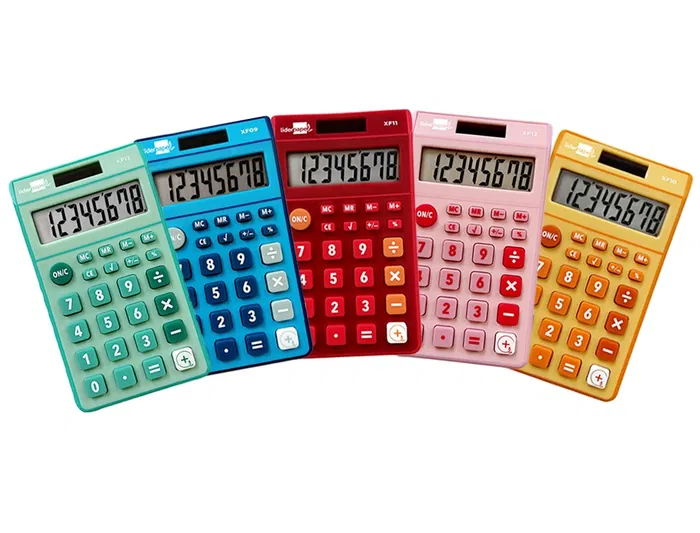 Liderpapel Calculadora xf14 Bolsillo 8 Dígitos Solar y Pila 115x65x8 mm Expositor 16 Unidades Colores Liderpapel Calculadora xf14 Bolsillo 8 Dígitos Solar y Pila 115x65x8 mm Expositor 16 Unidades Colores