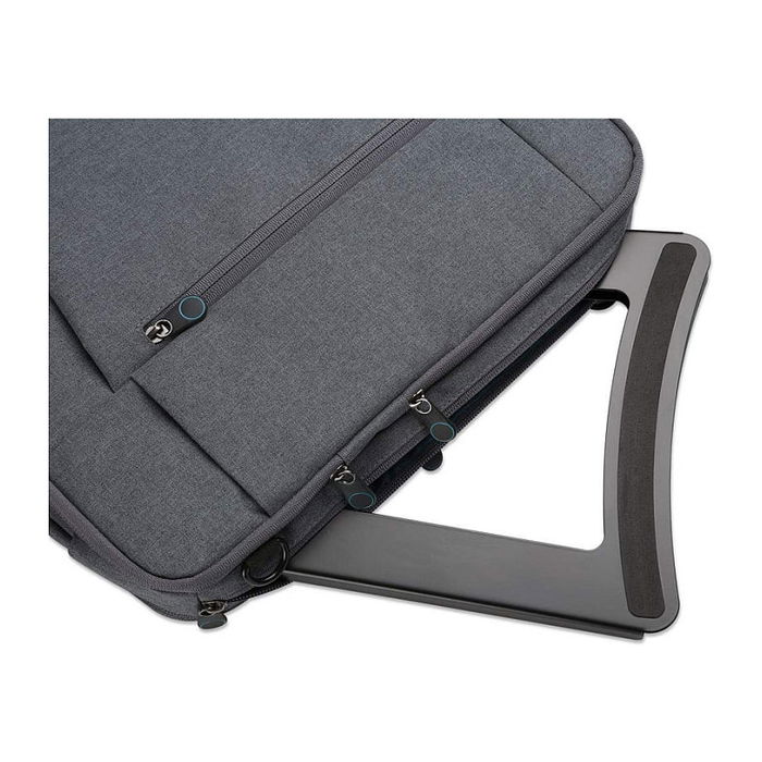 MANHATTAN Soporte para Portátil y Tablet Ajustable, 5 Posiciones, para Pantallas 10"-15.6", Superficie Antideslizante, Hasta 5 kg, Acero Negro