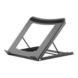 MANHATTAN Soporte para Portátil y Tablet Ajustable, 5 Posiciones, para Pantallas 10"-15.6", Superficie Antideslizante, Hasta 5 kg, Acero Negro