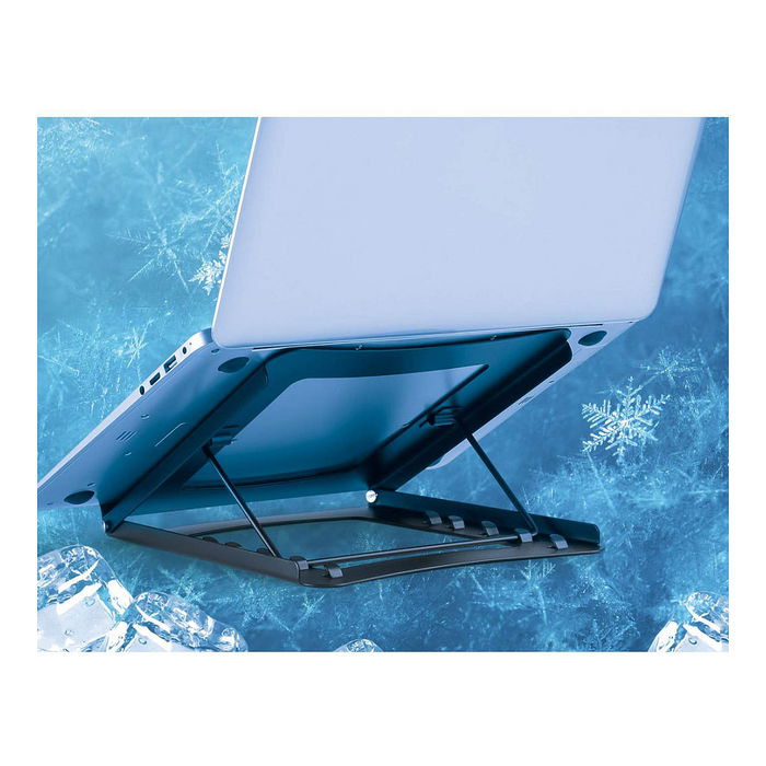 MANHATTAN Soporte para Portátil y Tablet Ajustable, 5 Posiciones, para Pantallas 10"-15.6", Superficie Antideslizante, Hasta 5 kg, Acero Negro