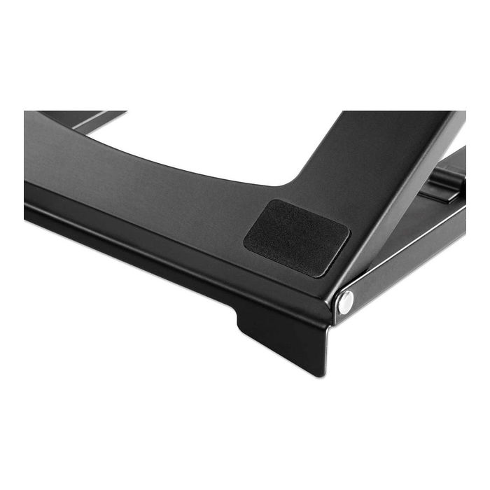 MANHATTAN Soporte para Portátil y Tablet Ajustable, 5 Posiciones, para Pantallas 10"-15.6", Superficie Antideslizante, Hasta 5 kg, Acero Negro