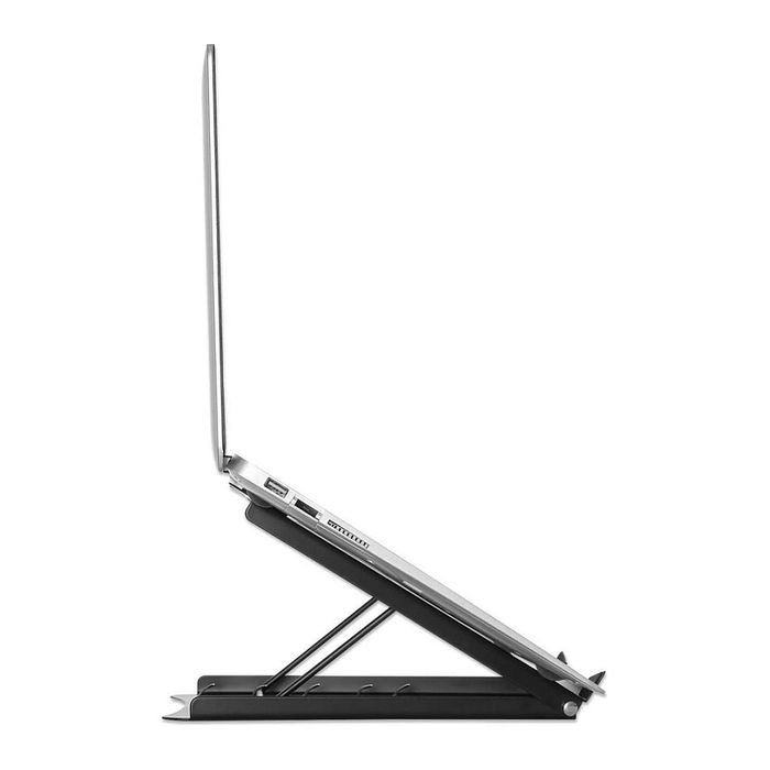 MANHATTAN Soporte para Portátil y Tablet Ajustable, 5 Posiciones, para Pantallas 10"-15.6", Superficie Antideslizante, Hasta 5 kg, Acero Negro