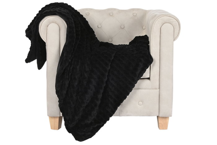 DKD Home Decor average4 23 Manta para Sofá Poliéster Negro 170x130 cm 500 gsm Urban