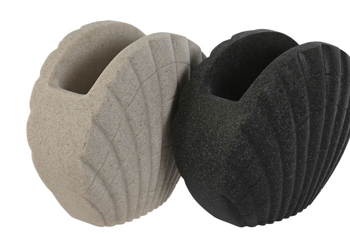 DKD Home Decor Vaso Crema Gris 6 x 10.5 x 12 cm (2 Unidades)