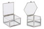 DKD Home Decor Joyero Moderno Plateado Transparente 7 x 4 x 7 cm Set de 3