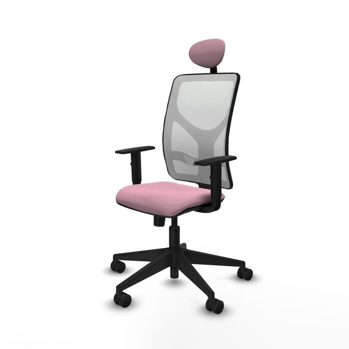 PIQUERAS Y CRESPO Silla de oficina Motilla Rosa y Blanca con Mecanismo Sincro y Cabecero Fijo