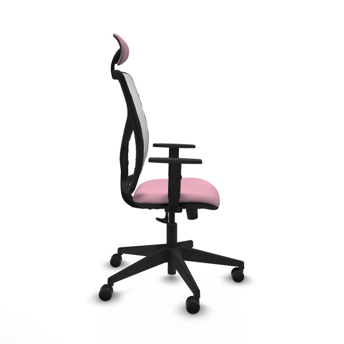 PIQUERAS Y CRESPO Silla de oficina Motilla Rosa y Blanca con Mecanismo Sincro y Cabecero Fijo