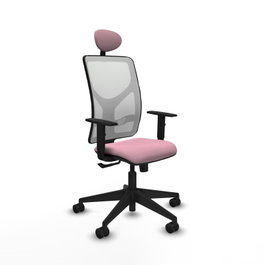 PIQUERAS Y CRESPO Silla de oficina Motilla Rosa y Blanca con Mecanismo Sincro y Cabecero Fijo