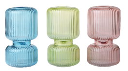 DKD Home Decor Set de 6 Jarrones de Cristal Surtidos en Verde, Azul y Rosa