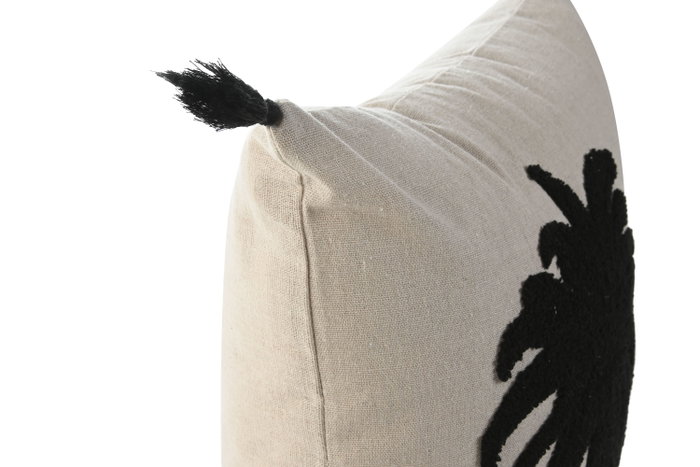 DKD Home Decor Cojín Bordado Algodón y Poliéster Beige y Negro 45x8x45 cm
