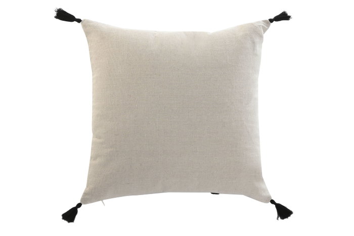 DKD Home Decor Cojín Bordado Algodón y Poliéster Beige y Negro 45x8x45 cm